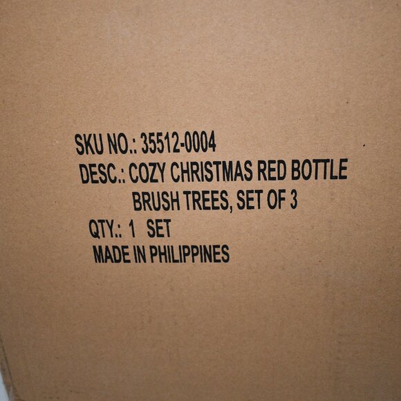 MacKenzie-Childs Cozy Christmas Red Bottle Brush Trees, Set of 3, #: 35512-0004 - Picture 4 of 4